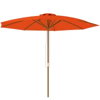 Outsunny 3m Wood Pole Parasol Umbrella - Orange(m-11)