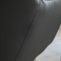 HOMCOM Silla de Cuero Sintético y Terciopelo con Respaldo a Rayas Patas Doradas y Asiento Acolchado para Salón Dormitorio Gris(m-7)