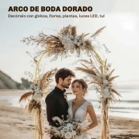 Outsunny Arco de Jardín de Metal para Rosas Arco de Boda con Recubrimiento en Polvo para Decoración 120x40x220 cm Dorado(m-4)