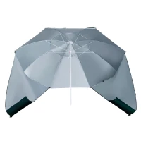 Outsunny Chapéu de Sol de Praia com Painéis Laterais Tipo Tenda Chapéu de Sol para Praia com Proteção UV 50  Φ210x222cm Verde Escuro(m-11)
