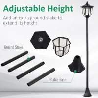 Outsunny Outdoor Garden Solar Post Lamp Sensor Light  LED Lantern Bollard Pathway Torch Light 1.77m Tall(m-4)