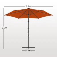 Outsunny 3(m) Solar LED Cantilever Parasol - Orange(m-3)