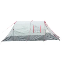 Outsunny Campingzelt, für 6-8 Personen, zwei Räume, Lampenhaken, mit Tragetasche, grau, 5,10x2,40x1,80m(m-12)