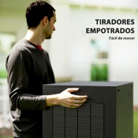 Outsunny Baúl de Almacenaje Exterior de Polipropileno Impermeable con Asas y Soporte para Candado 56x41x50 cm Negro(m-5)