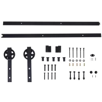 HOMCOM Kit de acessórios para porta de correr deslizante Conjunto de Trilhos de aço carbono 200x4x0.6cm(m-11)