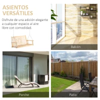 Outsunny Banco Columpio de Madera de 2 Plazas Ajustable con Respaldo y Apoyabrazos para Exterior Jardín 117x69x60 cm Natural(m-7)
