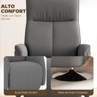 HOMCOM Sillón de Masaje Eléctrico con Reposapiés Sillón Relax Giratorio y Reclinable con Mando 68,5x77x117 cm Gris(m-5)