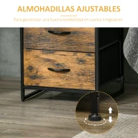 HOMCOM Mesita Auxiliar de Estilo Industrial con Cajones de Tela Plegables y Estante Abierto 45x40x70,5 cm Marrón Rústico(m-6)