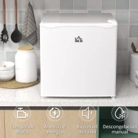 HOMCOM Mini Congelador de 35L con Temperatura Ajustable Puerta Reversible y Bajo Consumo Energético para Cocina Camping Blanco(m-8)