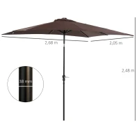 Outsunny Parasol de Terraza Exterior 268x205x248 cm con Techo Inclinable hasta 45° Luces LED Solares y Manivela Marrón(m-3)