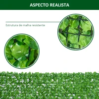 Outsunny Vedação Artificial em Rolo 3m Vedação de Privacidade para Balcão Jardim Exterior Planta Decorativa de Parede PE Verde(m-6)