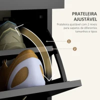 HOMCOM Sapateira Estreito com 2 Compartimentos e 2 Gavetas para 12 Pares de Sapatos 80x30x91,5 cm Preto(m-5)