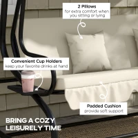 Outsunny Convertible Three-Seater Swing Chair Bed - Cream(m-7)