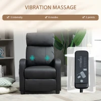 HOMCOM Massage Recliner Armchair with 150° Recline, Faux Leather, Side Pocket, Black(m-4)