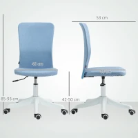 HOMCOM Silla de Oficina con Ruedas Altura Ajustable y Tapizado en Lino Sintético para Oficina o Estudio 53x43x85-93 cm Azul(m-3)