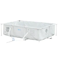 Outsunny Piscina Desmontable Tubular 292x190x75 cm con Depuradora de Cartucho 1200L/H Piscina Rectangular de Exterior para Adultos y Niños 3600L Gris(m-1)