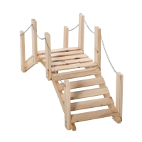 Outsunny Puente de Jardín de Madera con Pasamanos Puente Decorativo para Estanque Carga 5 kg 100x32x48 cm Natural