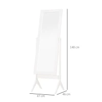 HOMCOM Espelho de maquilhagem de pé reclinável nórdico para quarto sala moldura de madeira 47x46x148 cm branco(m-3)