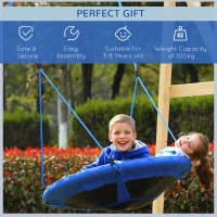 HOMCOM Kid Nest Swing Seat Saucer Tree Swing 40 Inch/100cm for Outdoor Indoor Blue(m-4)