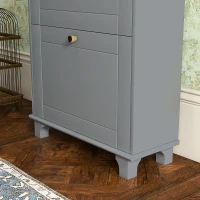 HOMCOM Sapateira Móvel Sapateira Estreita com 2 Portas e 1 Gaveta para 8 Pares de Sapatos 60x23,5x98,5 cm Cinzento(m-9)