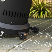 Outsunny 11 KW Freestanding Gas Patio Heater, Adjustable Outdoor Garden Propane Heater with Tip-Over Switch, Wheels, Pulse Ignition, Tank Room with Openable Door, Black(m-8)