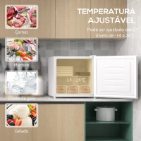 HOMCOM Mini Congelador Vertical 35 L Silencioso com Porta Reversível Temperatura Ajustável e Prateleira Amovível 47x44,2x48,8 cm Branco(m-4)