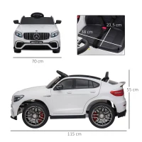HOMCOM Carro Elétrico Mercedes AMG 12V para Crianças de 3-5 Anos com Controle Remoto Música Luzes Abertura da Porta 115x70x55cm Branco(m-3)