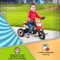 HOMCOM Mota para Crianças acima de 18 Meses Mota a Pedais para Crianças com 3 Rodas Luzes e Sons Realistas 71x40x51 cm Vermelho(m-6)
