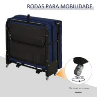 HOMCOM Cama dobrável portátil Cabeceira Ajustável em 5 Níveis de Ângulo Carga máxima 120 kg 184x65x26cm Azul(m-4)