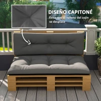 Outsunny Cojines para Palets 2-Piezas Set Acolchados de 120cm de Largo Impermeable Anti-UV para Interior y Exterior Gris Oscuro(m-6)