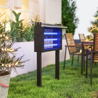 Outsunny Lampada Antizanzare per Esterno a Energia Solare con 60 LED e Rete di Protezione, Nero(m-9)