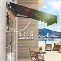 Outsunny Toldo Eléctrico Retráctil con Manivela Inclinación Ajustable y Protección UV para Jardín Terraza 296x250 cm Gris Oscuro(m-6)
