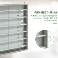 HOMCOM Six Shelf Display Cabinet, with Glass Doors - Graphite Wood Effect(m-4)