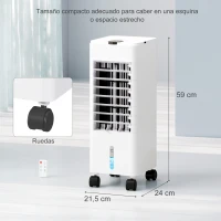 HOMCOM Climatizador 3 en1 Depósito 3,8L con Ventilador Humidificador y Enfriador 3 Velocidades Temporizador y Mando a Distancia(m-3)
