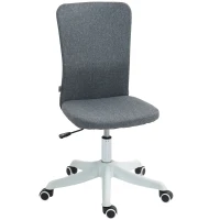 HOMCOM Silla de Oficina con Ruedas Altura Ajustable y Tapizado en Lino Sintético para Oficina o Estudio 53x43x85-93 cm Gris(m-11)