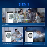 HOMCOM Climatizador Evaporativo 3 en 1 con Ventilador Enfriador y Humidificador 6 Velocidades 3 Modos y Depósito de 6,5 L(m-4)