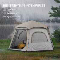 Outsunny Tenda de Campismo para 2-3 Pessoas Dobrável com Fácil Instalação e Bolsa de Transporte 280x240x155 cm Branco e Bege(m-6)
