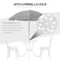 Outsunny 3 Piece Patio Bistro Set for 2, Outdoor Aluminium Garden Table and Chairs with Umbrella Hole for Balcony, White(m-6)