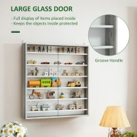 HOMCOM Six Shelf Display Cabinet, with Glass Doors - Graphite Wood Effect(m-5)