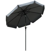 Outsunny Parasol de Jardín de Aluminio Ø266x250 cm con Ángulo Ajustable Protección UV50+ Techo de Ventilación y Manivela Gris(m-1)