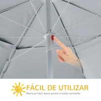 Outsunny Chapéu de Sol de Praia com Painéis Laterais Tipo Tenda Chapéu de Sol para Praia com Proteção UV 50  Φ210x222cm Verde Escuro(m-4)