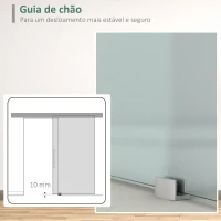 HOMCOM Porta de Correr de Vidro 102,5x205 cm Porta de Correr de Vidro com Trilho Translúcida(m-5)