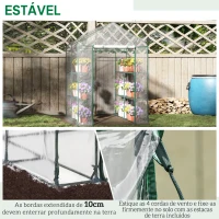Outsunny Estufa Transparente de Jardim Estufa de Plantas de 3 Níveis com Prateleiras Estrutura de Aço 143x143x195cm Transparente e Verde(m-5)