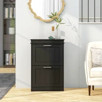 HOMCOM Dulap pentru Pantofi cu 2 Sertare pentru 10 Perechi de Pantofi, Mobilier cu Raft Reglabil, 54x24x82,5 cm, Negru(m-8)