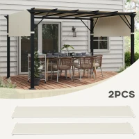 Outsunny Copertura per Gazebo Pergola 3x3 m in Poliestere con Tasche e Cinghie, 488x122 cm, Bianco Crema(m-4)