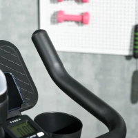 SPORTNOW Bicicleta Estática con Volante Inercia 4 kg Resistencia Ajustable Pantalla LED Silencioso Asiento Ajustable Rojo y Negro(m-9)