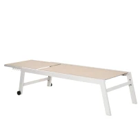 Outsunny Sonnenliege, Gartenliege, 5-stufige Rückenlehne, Aluminium, Cremeweiß, 202 x 65 x 43 cm(m-12)