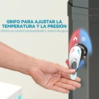 Outsunny Ducha Solar Exterior 35 L con 2 Cabezales Giratorios Duchas para Pies y Agua Caliente Máximo 55℃ 73x18x217 cm Negro(m-6)