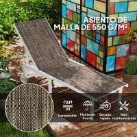 Outsunny Tumbona Reclinable de Jardín Exterior con Ruedas Respaldo Ajustable en 5 Posiciones y Marco de Acero 166 Marrón(m-5)