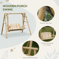 Outsunny Outdoor 2 Seater Swing Chair Larch Wood Garden Swing Seat Porch Hammock Bench Lounger(m-4)